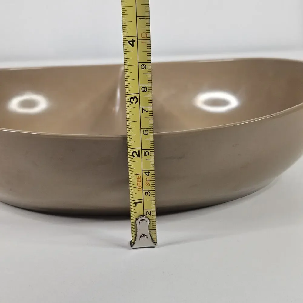 Mid Century Melmac Boonton Divided 2 Cups Serving Bowl Brown Vintage Tableware